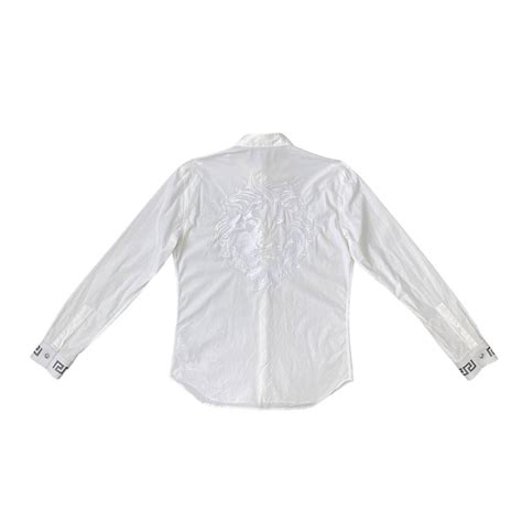 Versace Versus Men White Lion Embroidered Shirt Size. 50